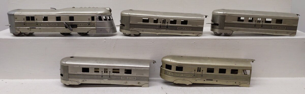 American Flyer 9900 Vintage O Clockwork 5 Unit Burlington Pioneer Zephyr Set