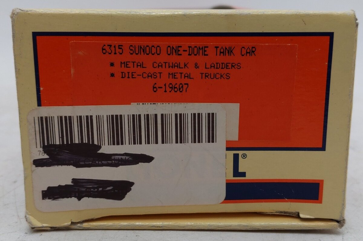 Lionel 6-19607 O Sunoco Single Dome Tank Car #6315 VG/Box