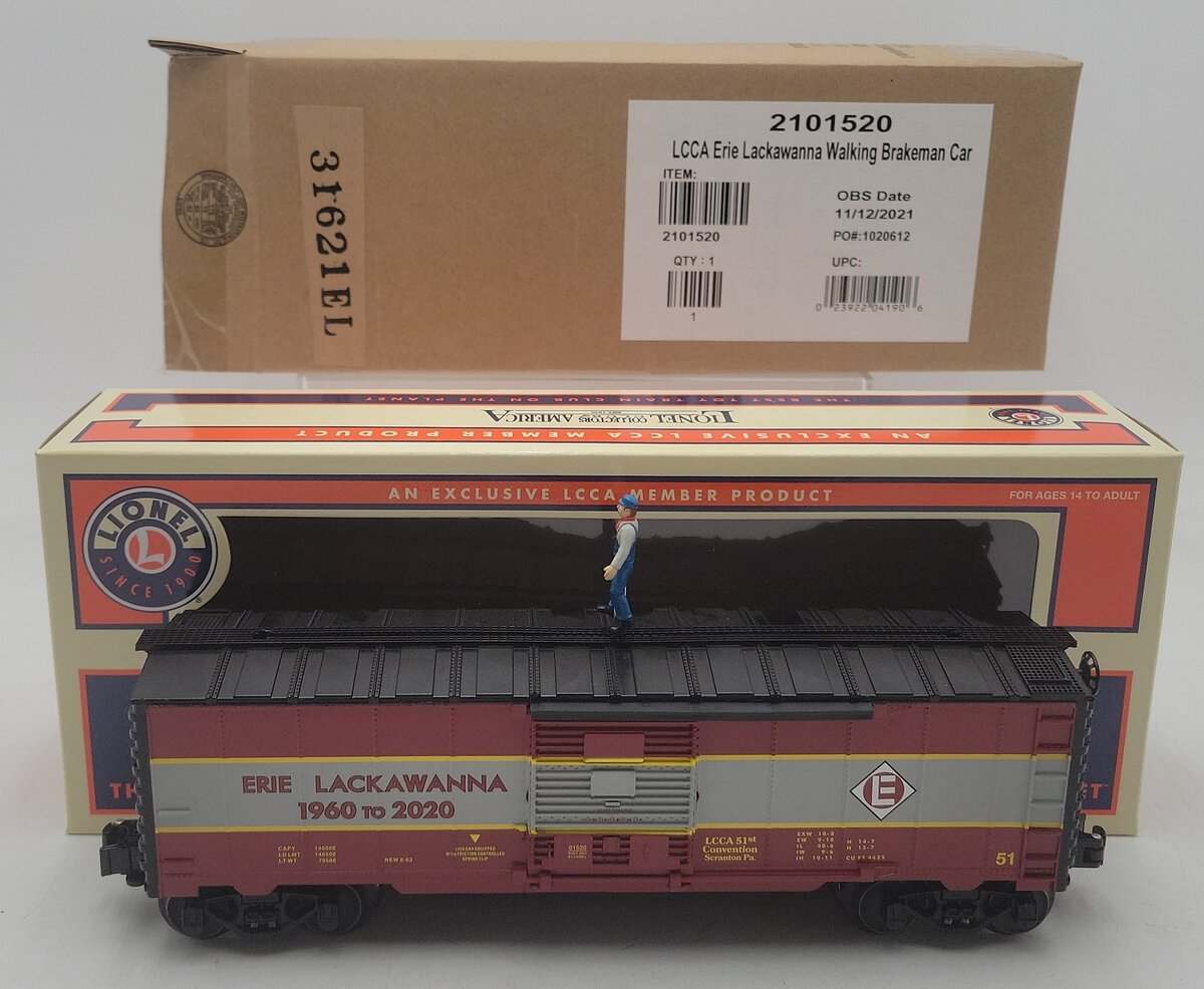 Lionel 2101520 LCCA Erie Lackawanna Walking Brakeman Boxcar #51 EX/Box