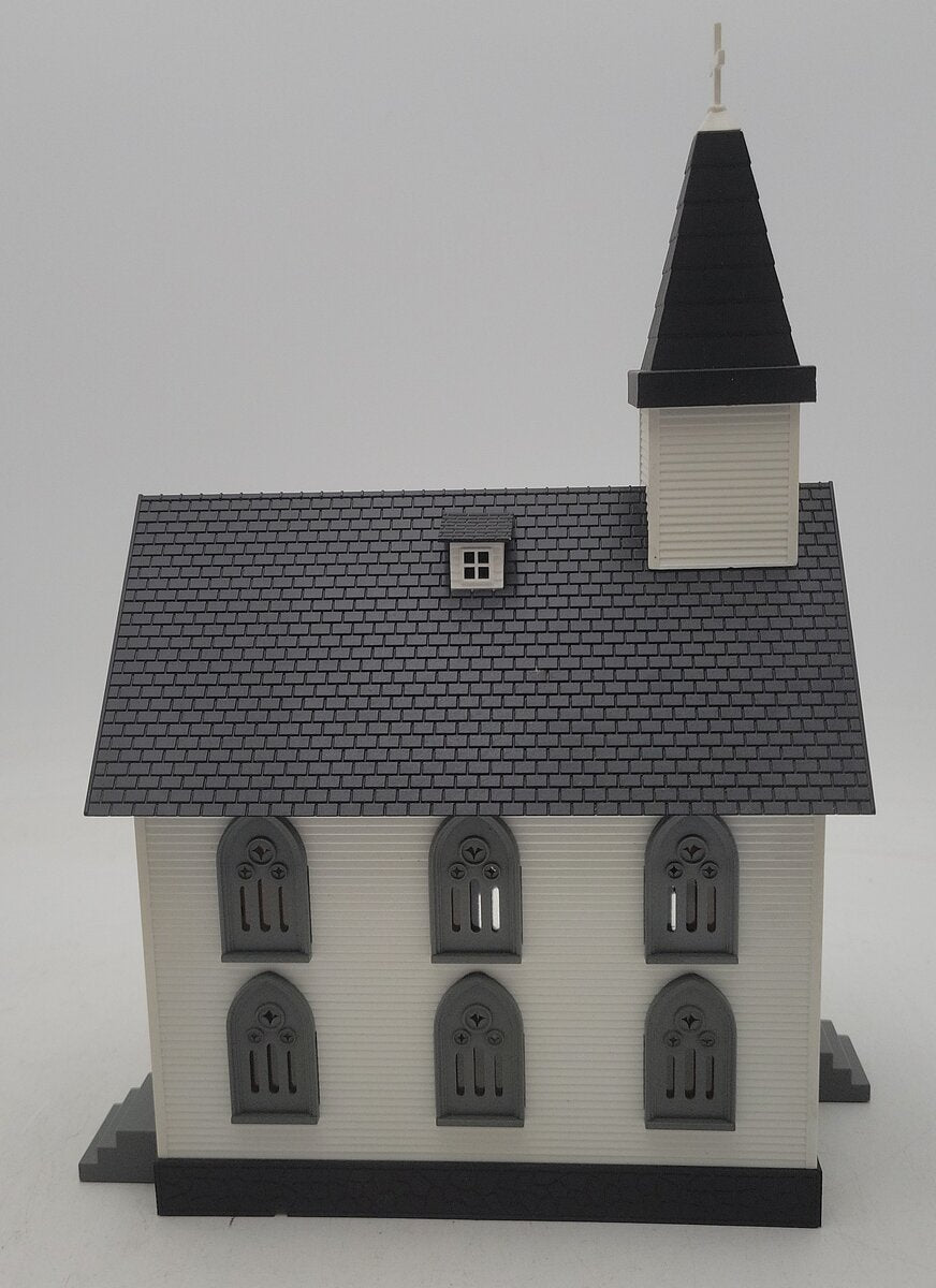 MTH 30-9057 Country Church #5 - White with Black & Gray Trim EX/Box