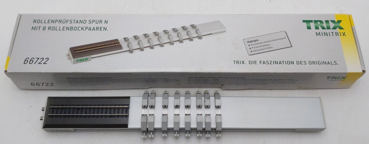 Trix 66722 N Scale Roller Test Stand with 8 Roller Brackets EX/Box