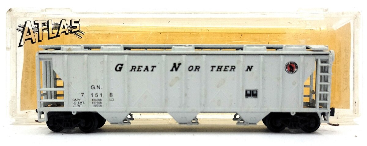 Atlas 3731 N Scale Great Northern 3-Bay Covered Hopper #71518 EX/Box