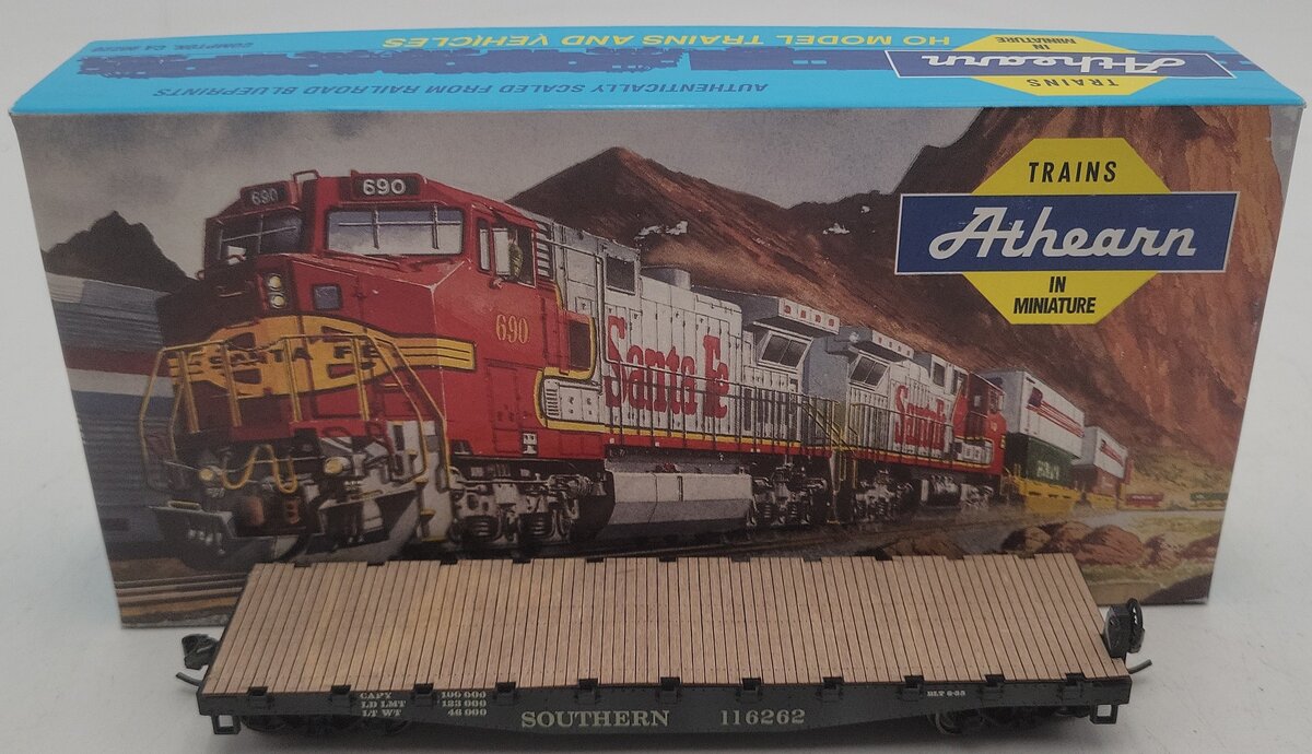 Athearn 1348 HO Scale 40' Southern Flat Car #116262 EX/Box