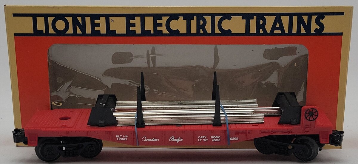Lionel 6-16395 O Gauge Canadian Pacific Flat Car w/Rail Load EX/Box