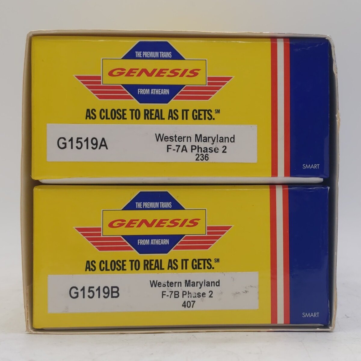 Athearn G1519 HO Western Maryland F-7A/B Phase 2 Diesel Locomotive Set #236/407 NIB