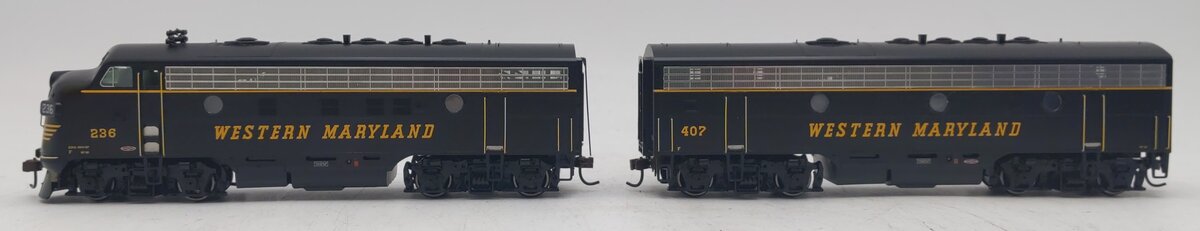 Athearn G1519 HO Western Maryland F-7A/B Phase 2 Diesel Locomotive Set #236/407 NIB