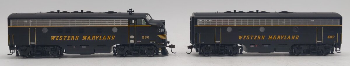 Athearn G1519 HO Western Maryland F-7A/B Phase 2 Diesel Locomotive Set #236/407 NIB