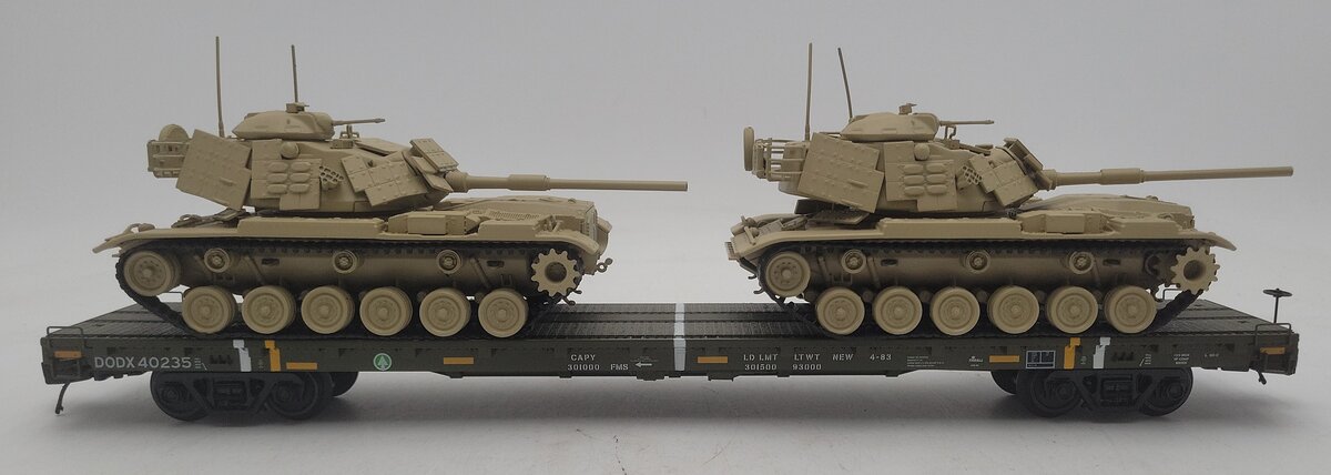 MTH 20-92286B O Gauge U.S. Army 60' Flat Car w/(2) M60 Tanks EX/Box