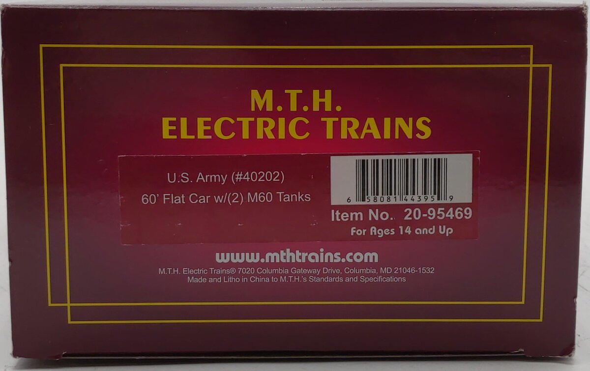 MTH 20-95469 O US Army 60' Flat Car w/2 M60 Tanks LN/Box