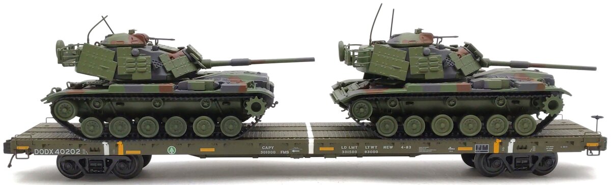 MTH 20-95469 O US Army 60' Flat Car w/2 M60 Tanks LN/Box
