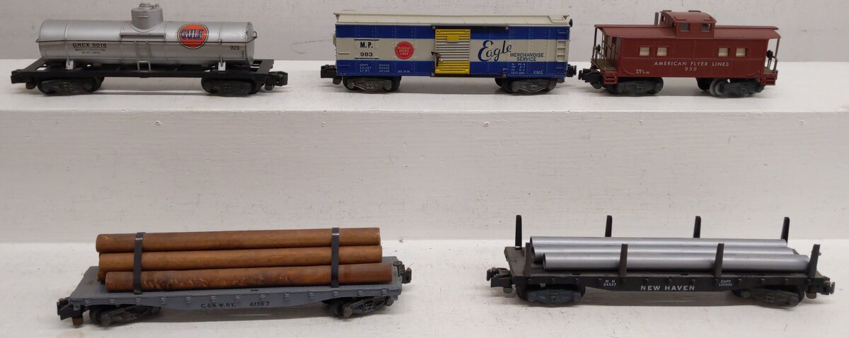 American Flyer S Gauge Vintage Freight Cars #930,983,5016,24537,4259 [5] VG