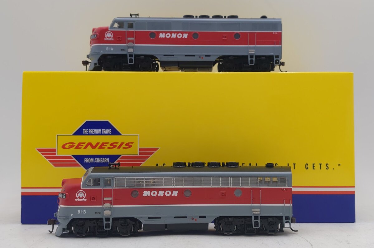 Athearn G2616 HO Scale Monon F-3A/F-3A Diesel Locomotive Set #81A/81B LN/Box