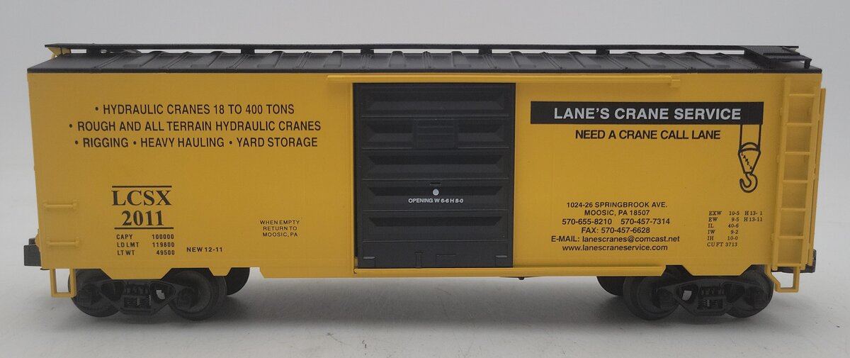 Weaver 2011 Lane's Crane Service PS-1 40' Boxcar #2011 (3-Rail) EX/Box