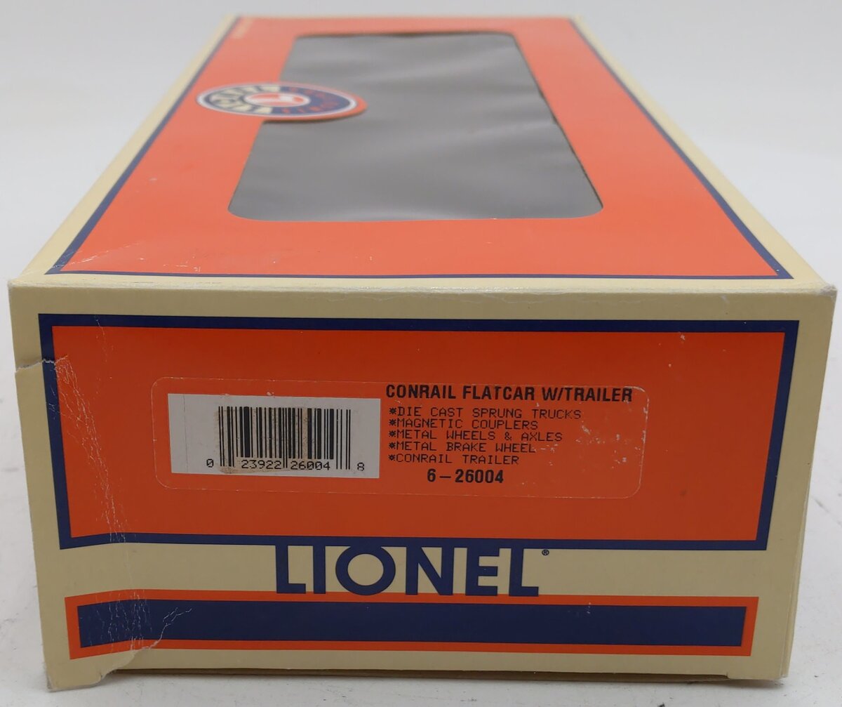 Lionel 6-26004 O Gauge Conrail Flatcar w/ Single Conrail Trailer #716193 EX/Box