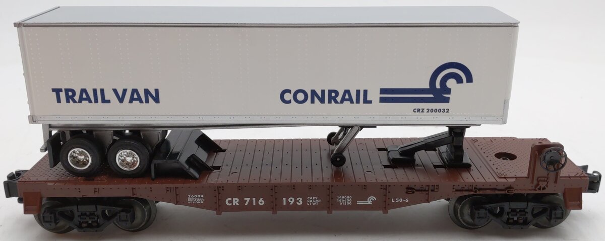 Lionel 6-26004 O Gauge Conrail Flatcar w/ Single Conrail Trailer #716193 EX/Box