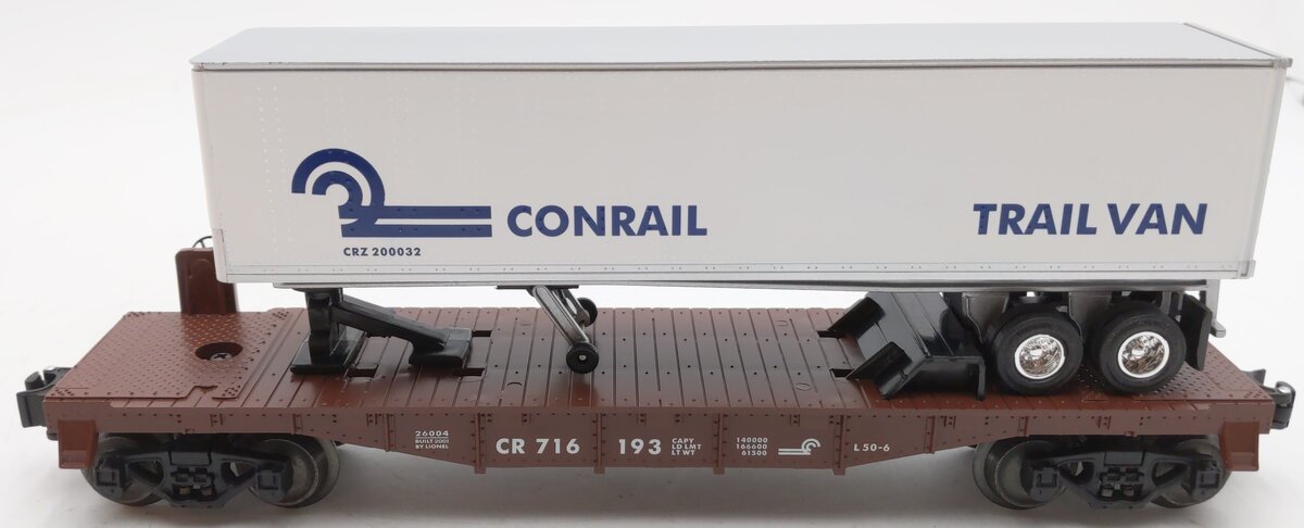 Lionel 6-26004 O Gauge Conrail Flatcar w/ Single Conrail Trailer #716193 EX/Box