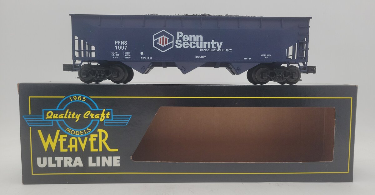 Weaver O Gauge Penn Security Bank 3 Bay Offset Hopper #1997 (3-Rail) EX/Box