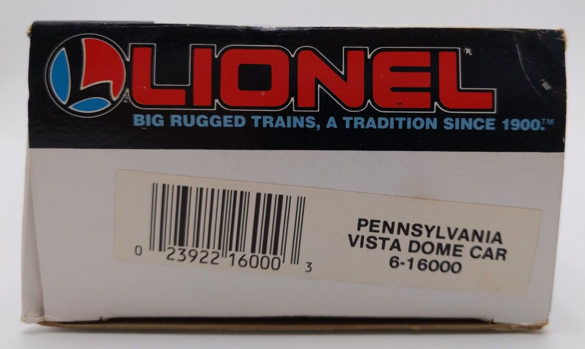 Lionel 6-16000 O Gauge Pennsylvania Tuscan Vista Dome Car #16000 EX/Box