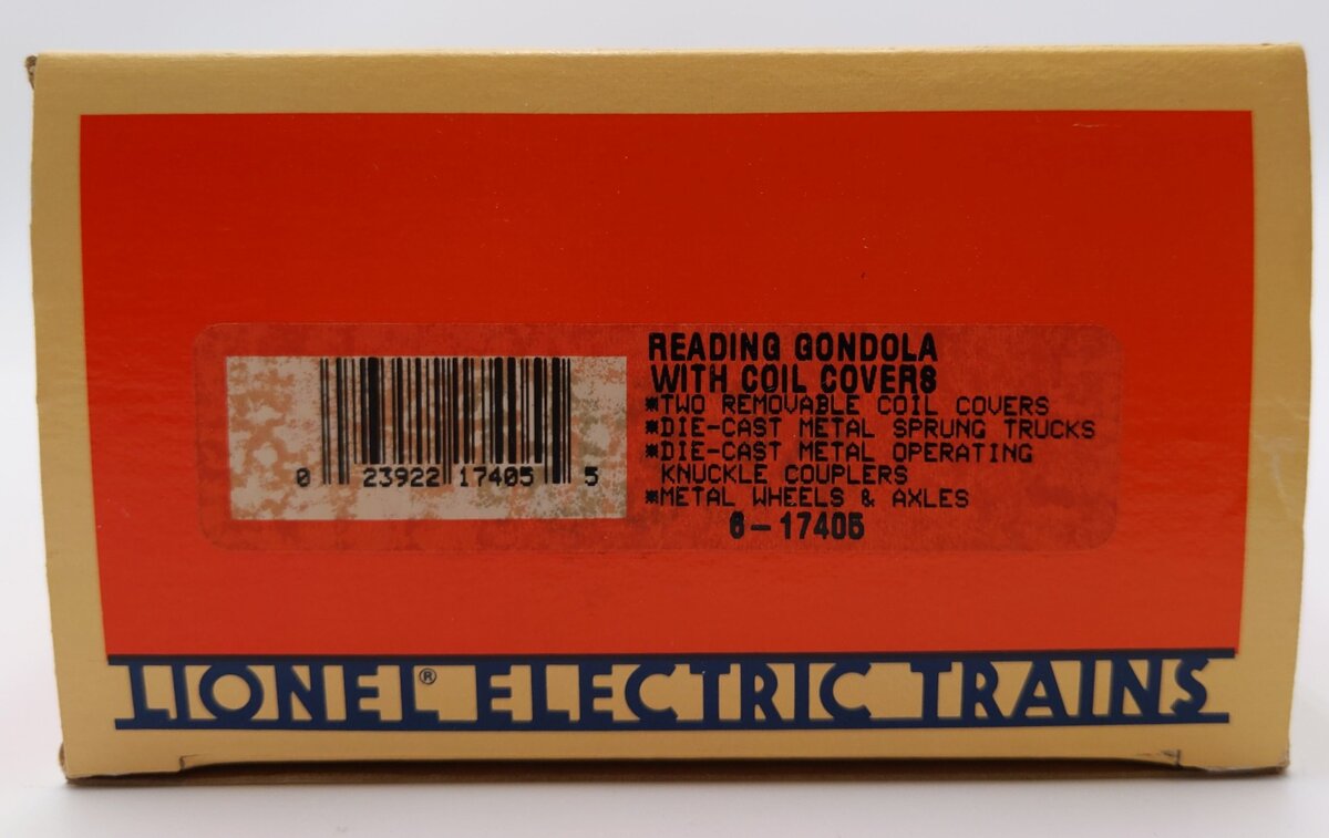 Lionel 6-17405 O Gauge Reading Gondola with Coil Covers #24876 EX/Box