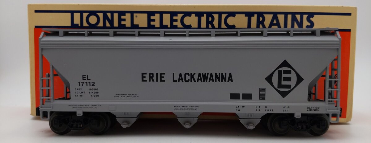 Lionel 6-17112 O Gauge Erie Lackawanna ACF Center Flow 3-Bay Hopper LN/Box