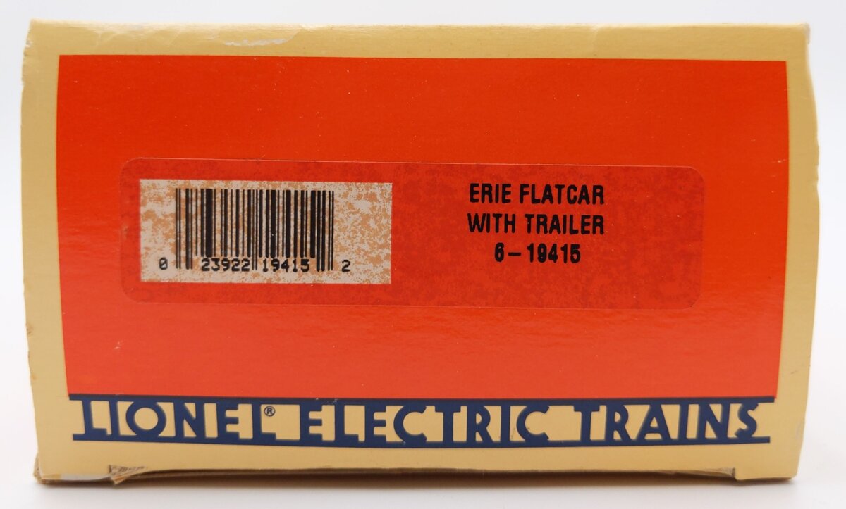 Lionel 6-19415 O Gauge Erie Flatcar #7200 w/ Trailer EX/Box