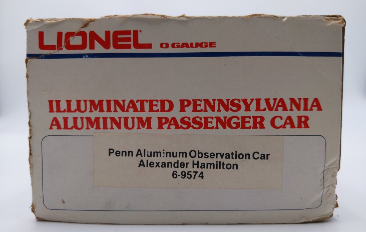 Lionel 6-9574 O Gauge Pennsylvania "Alexander Hamilton" Aluminum Observation Car LN/Box