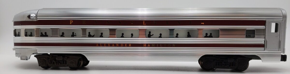 Lionel 6-9574 O Gauge Pennsylvania "Alexander Hamilton" Aluminum Observation Car LN/Box