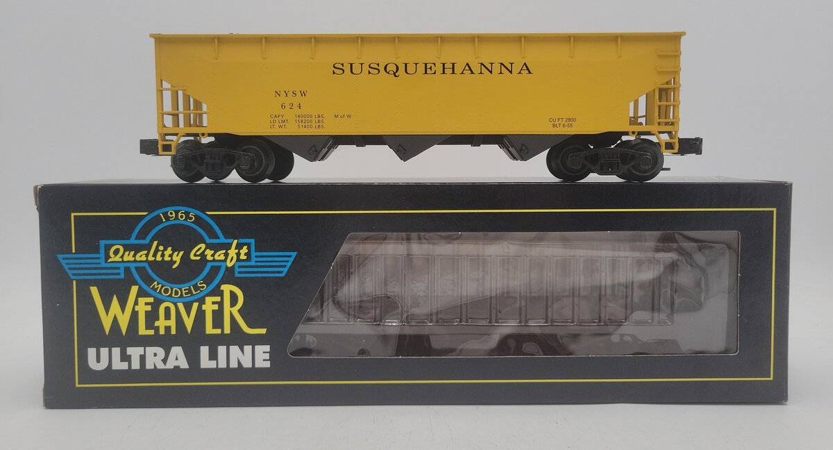 Weaver U3925LD O Gauge Susquehanna 3-Bay Offset Hopper Car #624 (3-Rail) EX/Box
