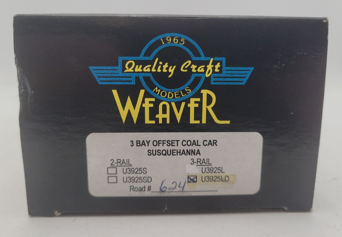 Weaver U3925LD O Gauge Susquehanna 3-Bay Offset Hopper Car #624 (3-Rail) EX/Box