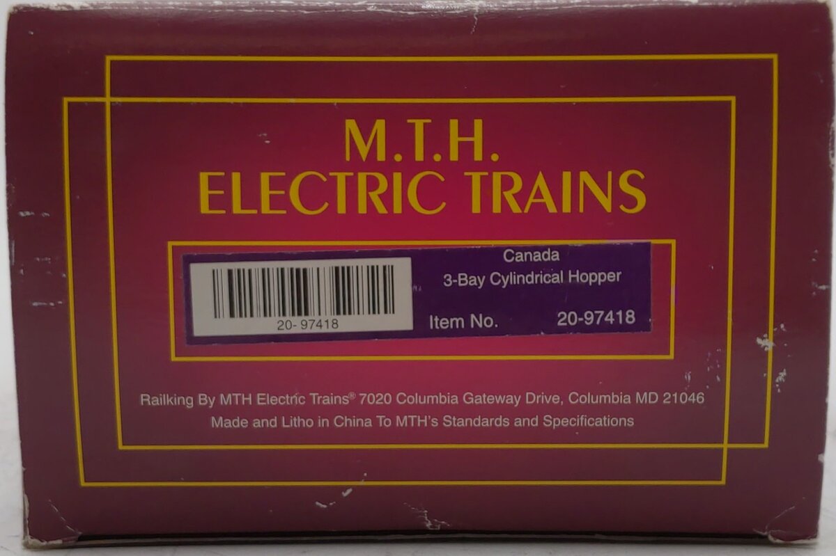MTH 20-97418 O Canada Cylindrical Grain Hopper #110266 EX/Box