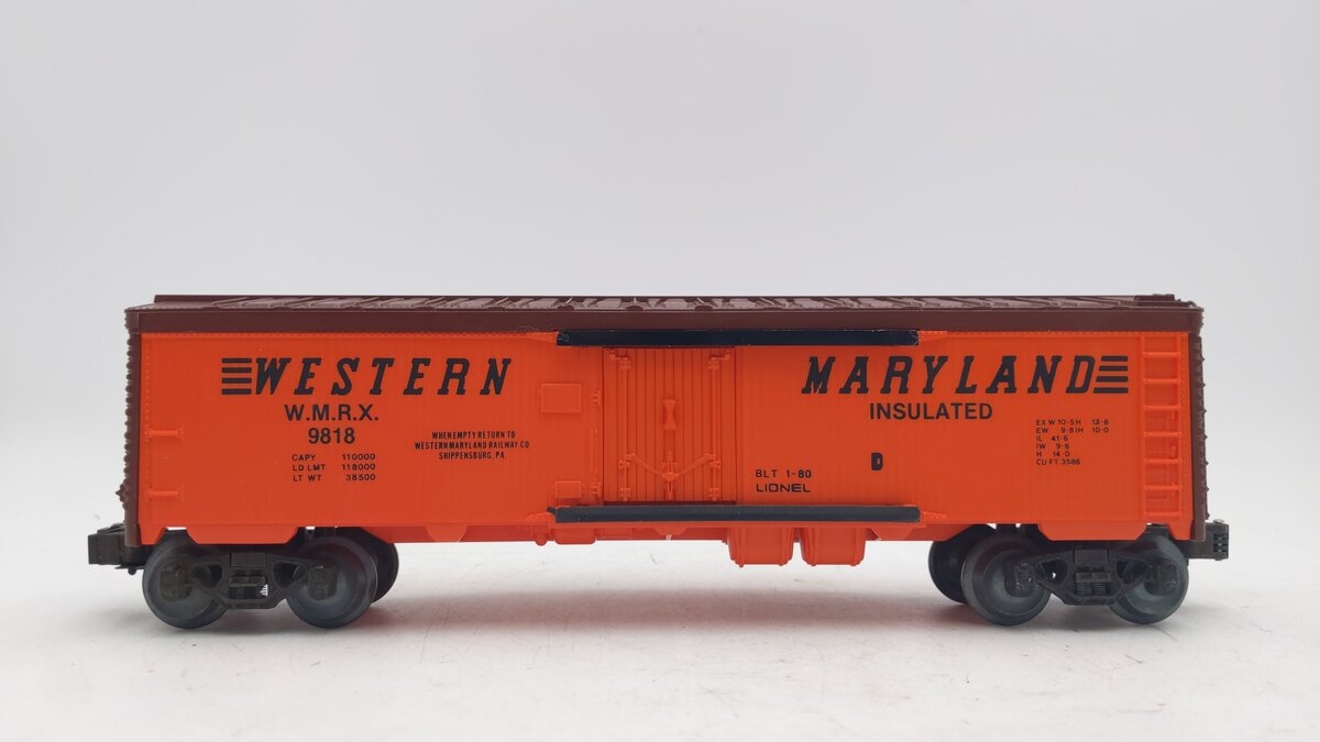 Lionel 6-9818 O Gauge Western Maryland Reefer Car VG/Box