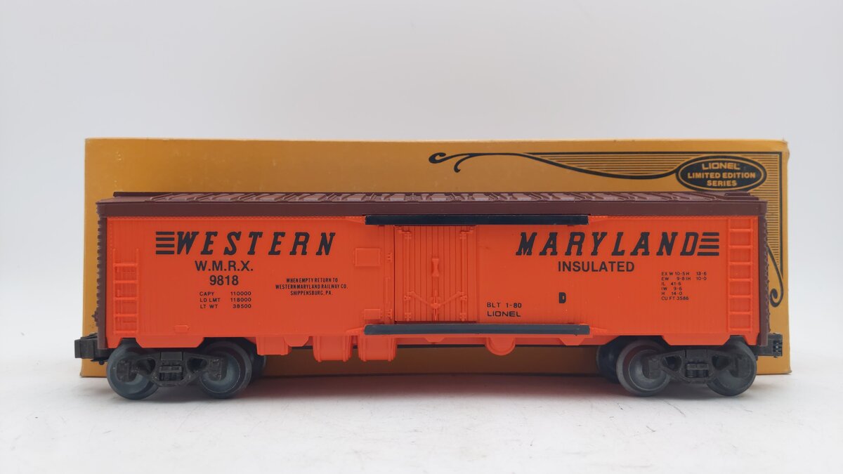 Lionel 6-9818 O Gauge Western Maryland Reefer Car VG/Box