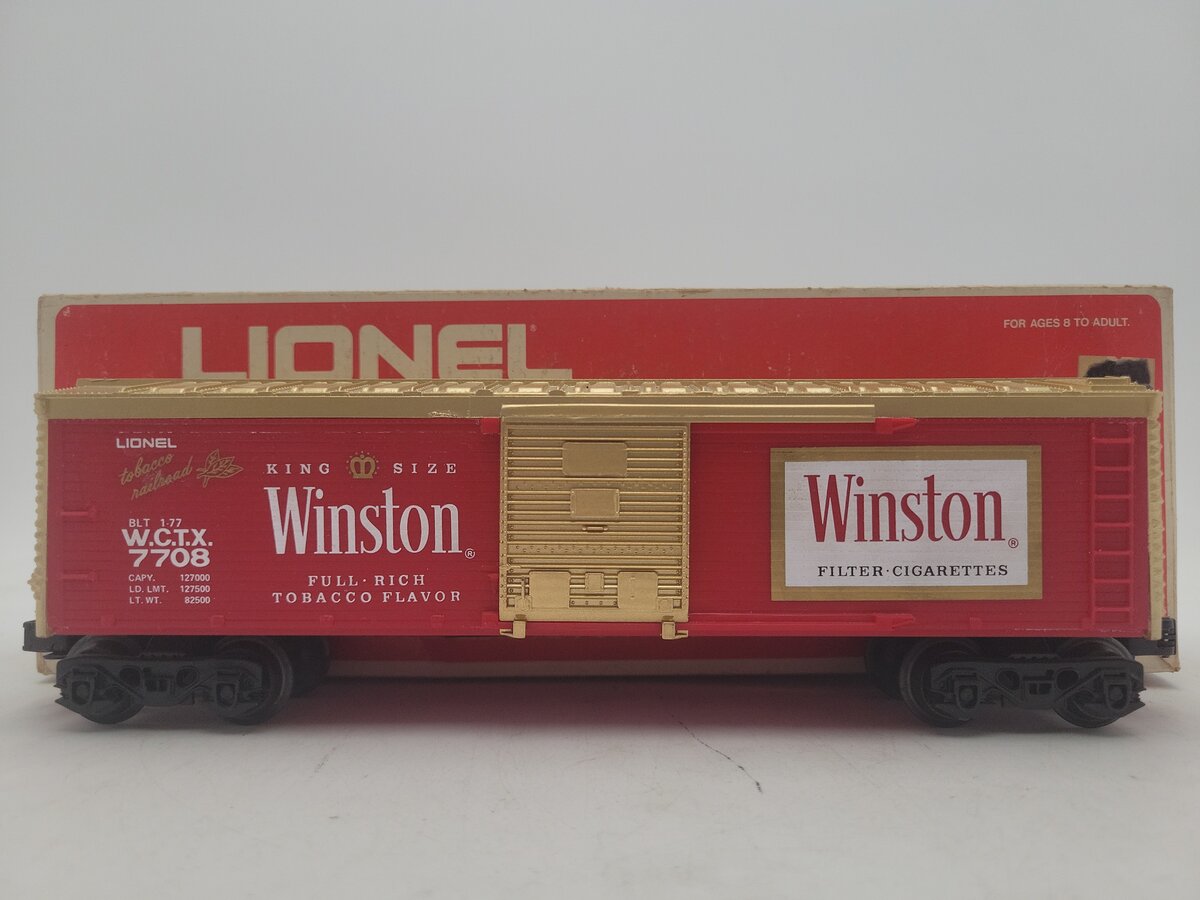 Lionel 6-7708 O Gauge Winston Billboard Reefer Car VG/Box