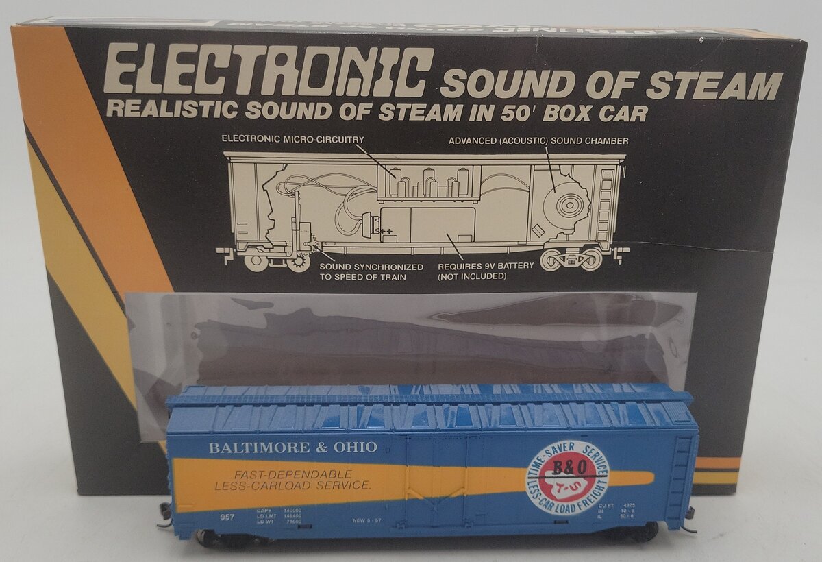 Tyco 957 HO Electronic Sound of Steam Boxcar EX/Box