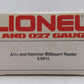 Lionel 6-9812 O Gauge Arm & Hammer Billboard Refrigerator Car #9812 VG/Box
