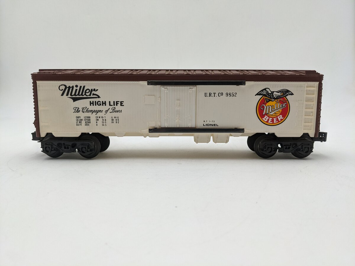 Lionel 6-9852 O Gauge Miller Beer Billboard Reefer Car EX