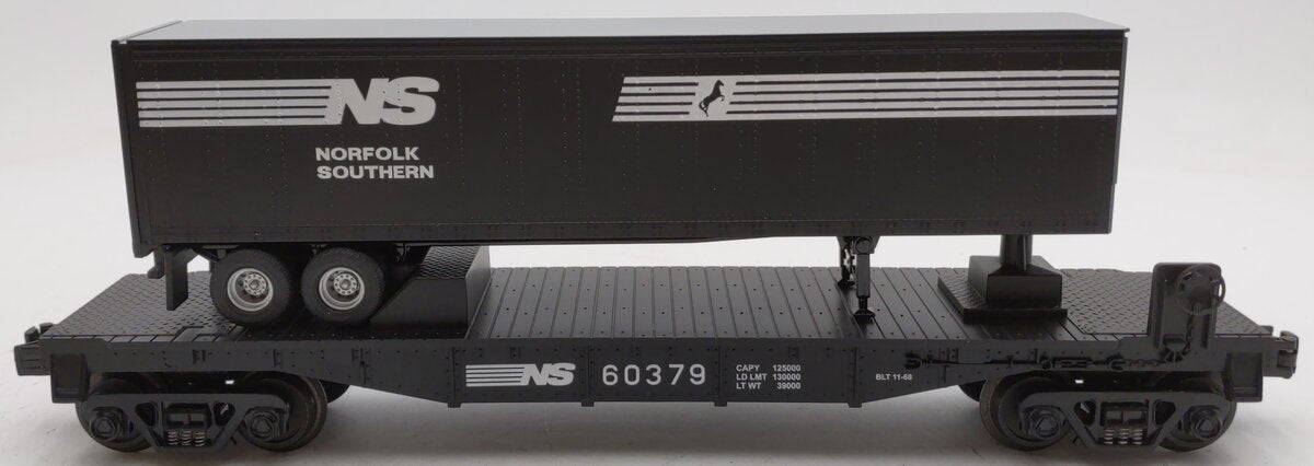 MTH 30-76181 O Gauge Norfolk Southern Flat Car w/ Trailer LN/Box