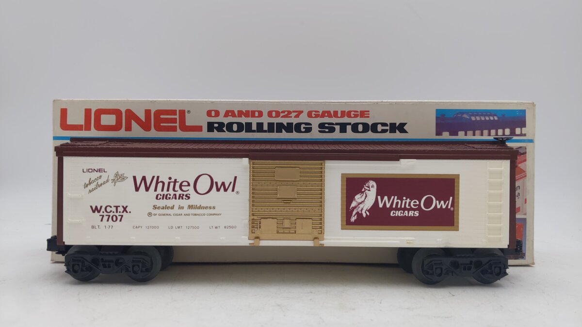 Lionel 6-7707 O Gauge White Owl Cigar Boxcar EX/Box