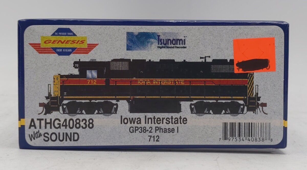Athearn ATHG40838 HO Scale Iowa Interstate GP38-2 Diesel Loco #712 w/DCC&Sound LN/Box