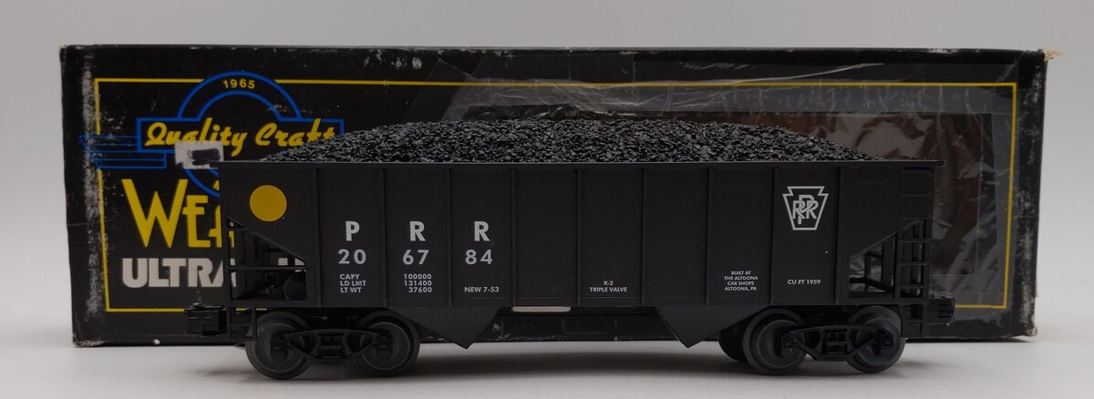 Weaver O Scale Pennsylvania Railroad 2 Bay 3 Rail Coal Car Hopper #206784 EX/Box