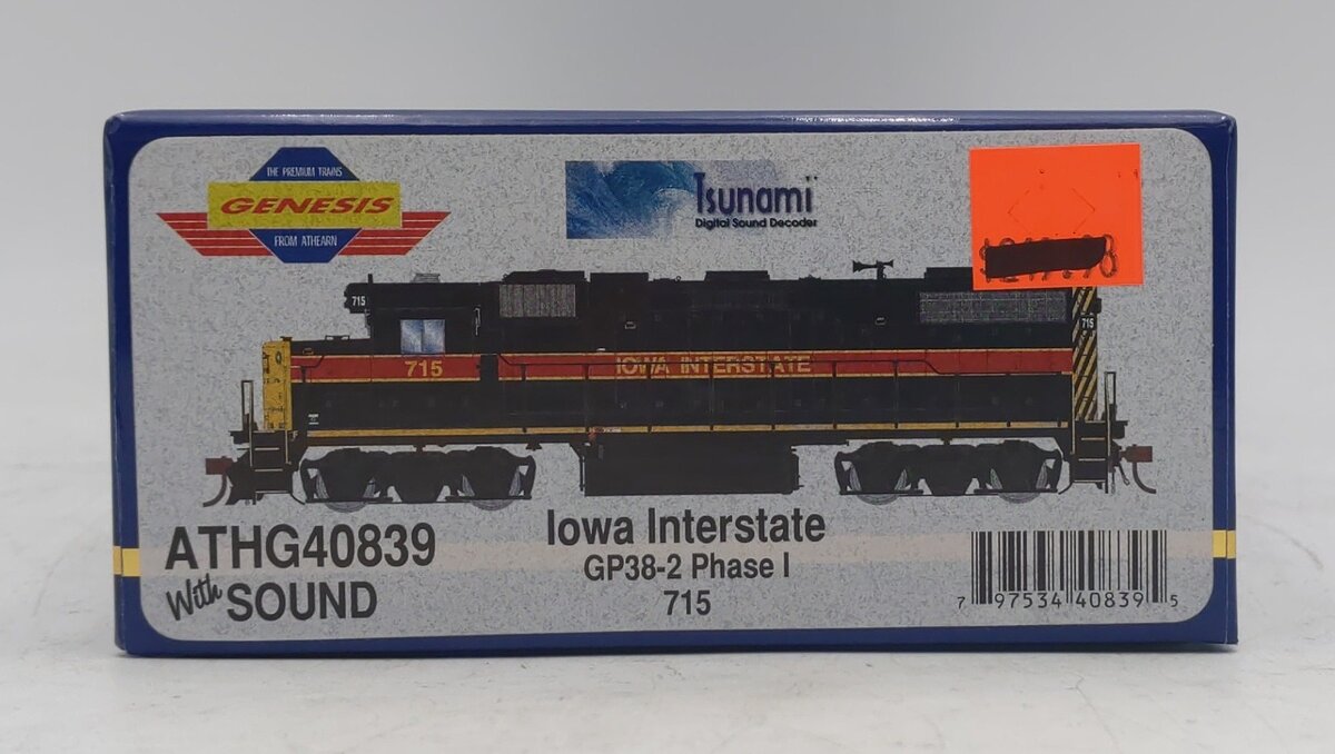 Athearn ATHG40839 HO Iowa Interstate GP38-2 Diesel Locomotive #715 w/ DCC LN/Box