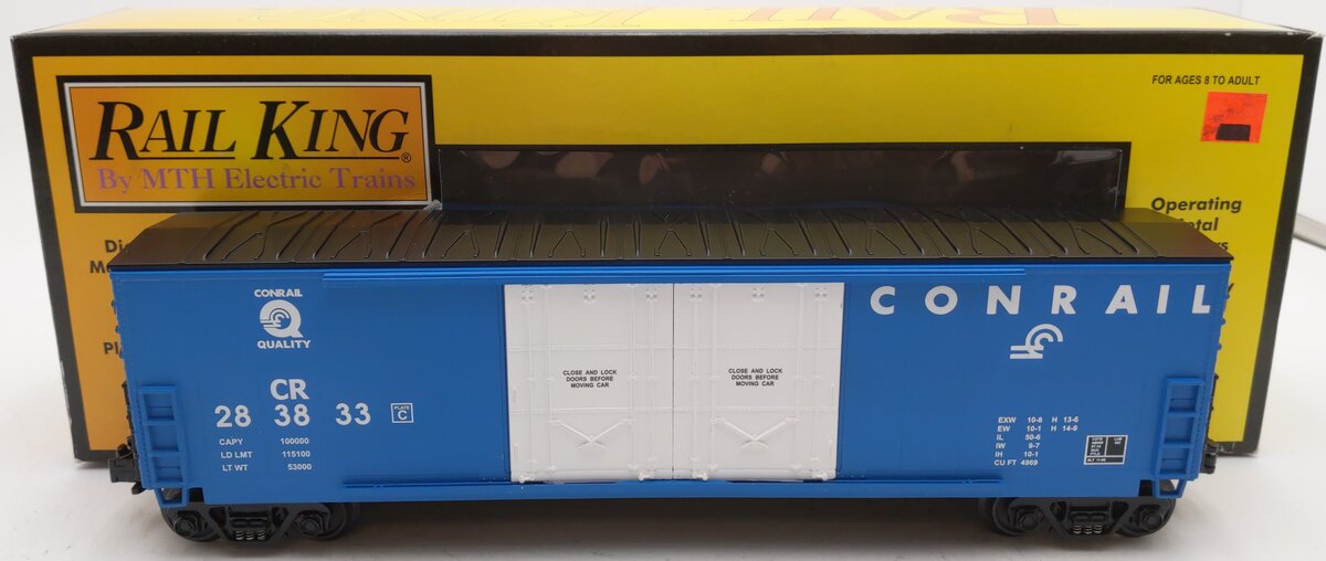 MTH 30-7453 O Gauge Conrail Double Door Plugged Boxcar #283833 LN/Box