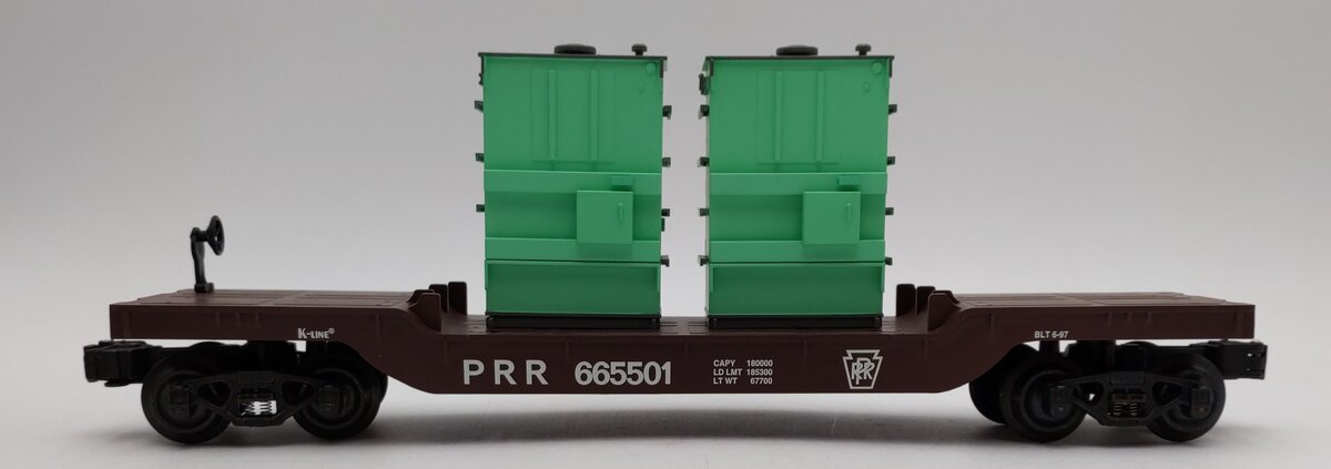 K-Line K665501 Pennsylvania Depressed Center Flatcar w/ 2 Transformers LN/Box