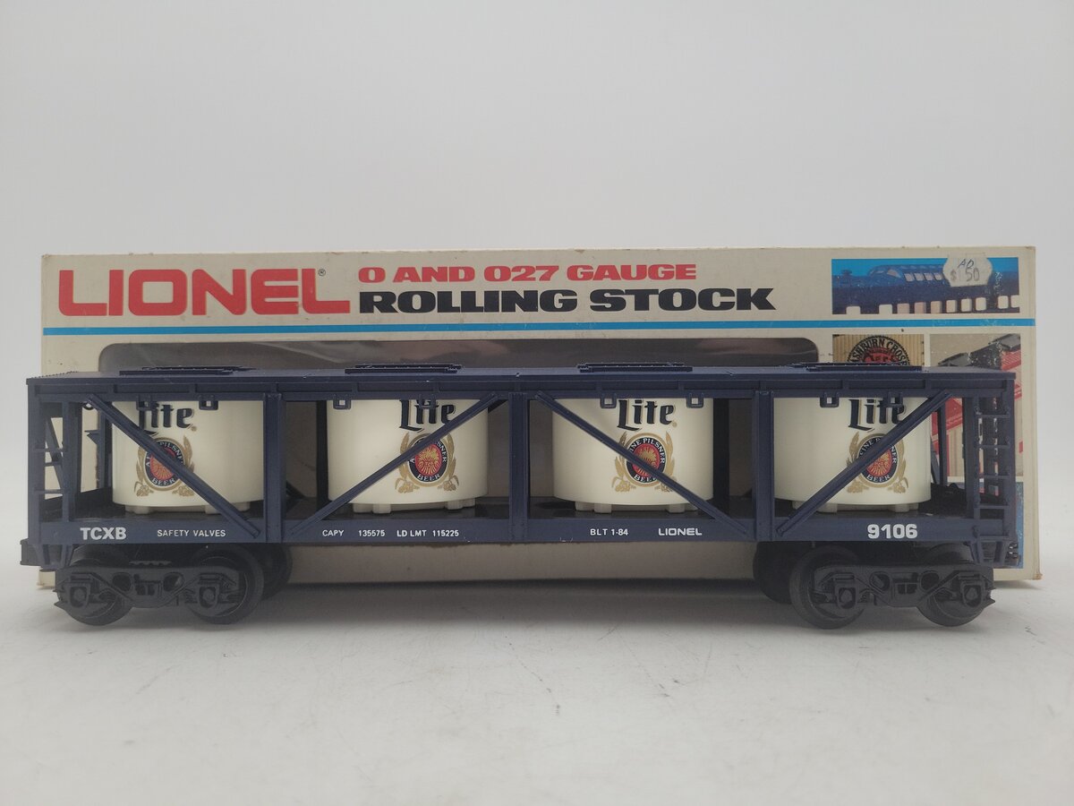 Lionel 6-9106 O Gauge Miller Lite Vat Car #9106 EX/Box
