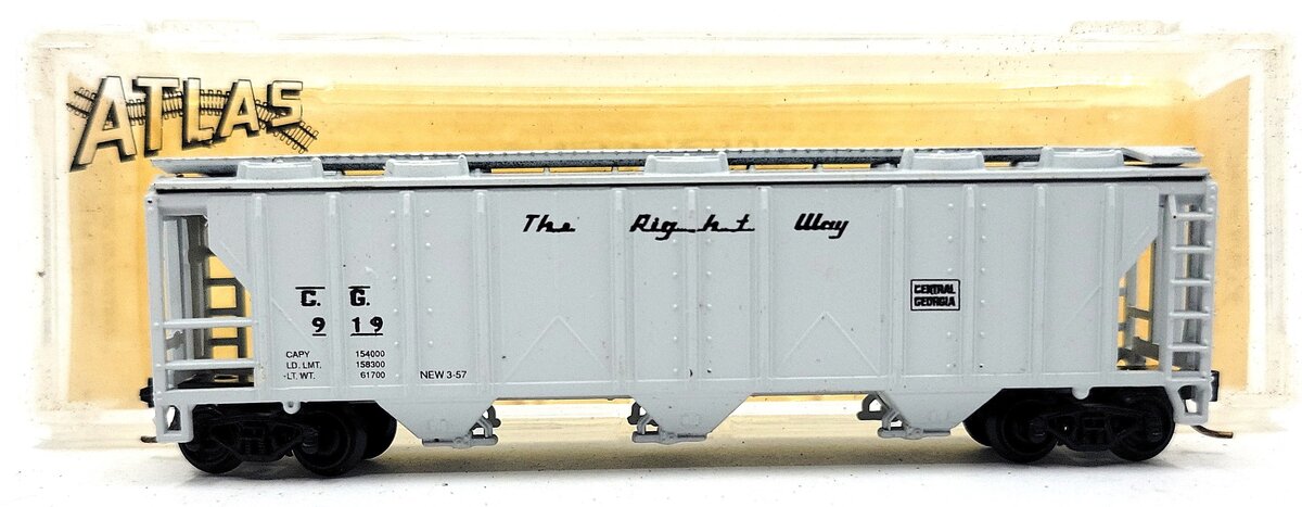 Atlas 3729 N Scale Central Of Georgia 3-Bay Covered Hopper LN/Box
