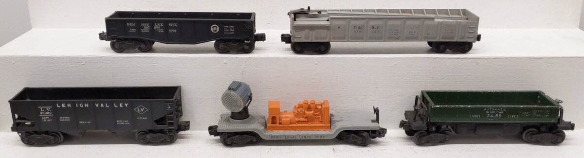 Lionel Vintage O Gauge Freight Cars #3520,25000,356225,3459,347000 [5] VG