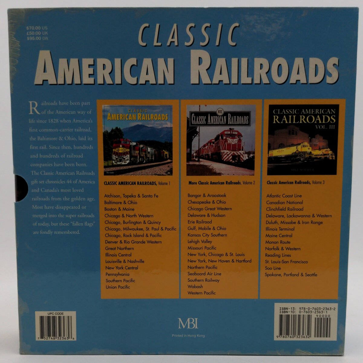 MBI 978-0-7603-2363-2 Classic American Railroads 3 Pcs Box Set by Mike Schafer LN