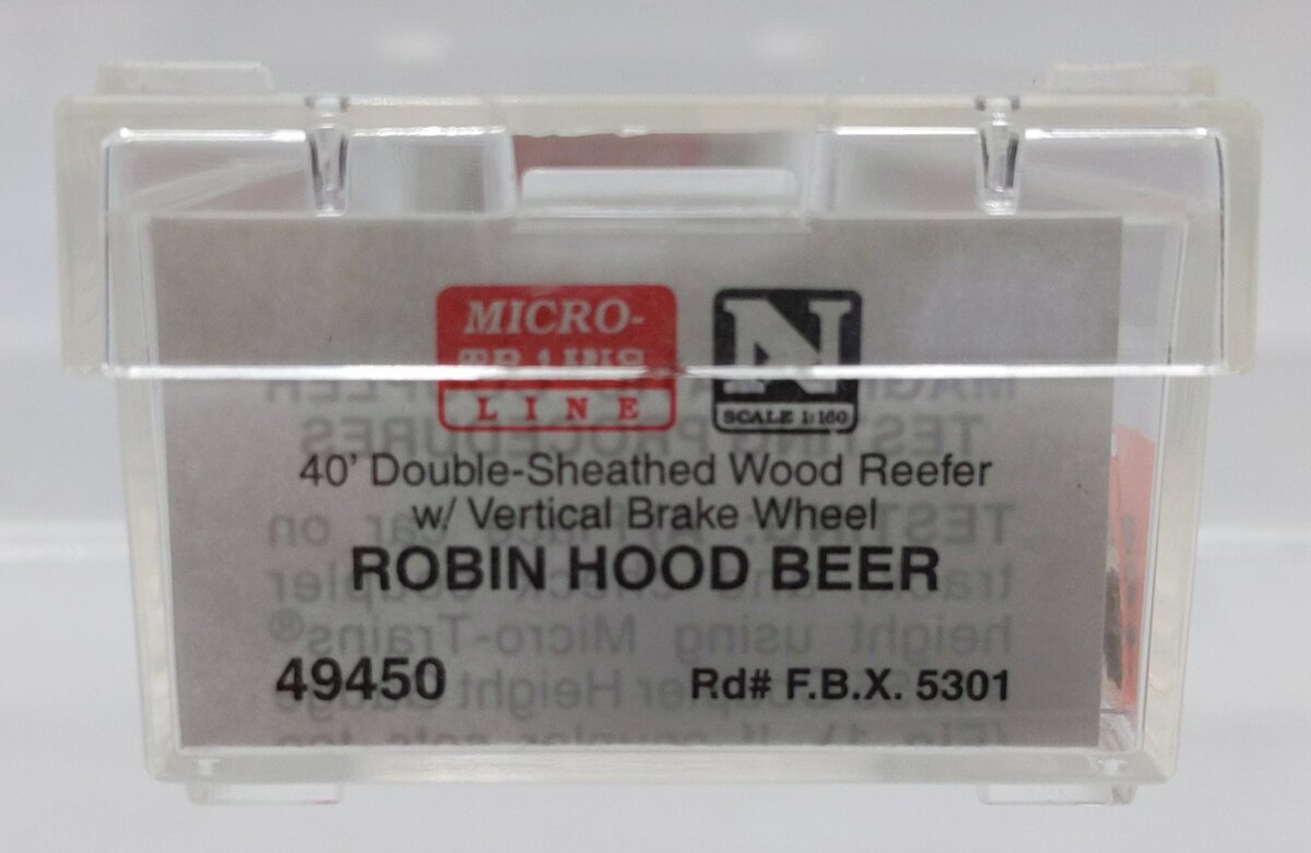 Micro-Trains 04900450 N Robin Hood Beer 40' Double-Sheathed Wood Reefer #5301 EX/Box