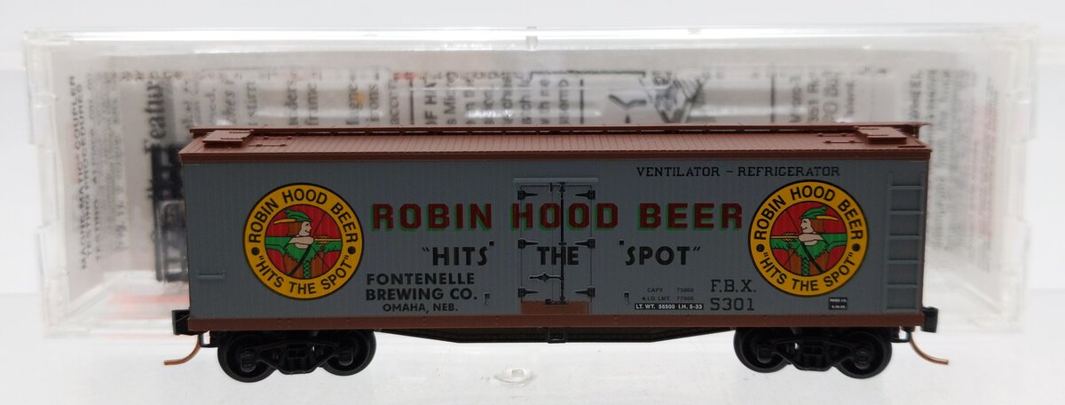 Micro-Trains 04900450 N Robin Hood Beer 40' Double-Sheathed Wood Reefer #5301 EX/Box