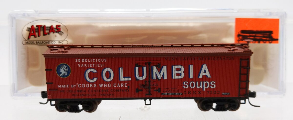 Atlas 41428 N Scale Columbia Soup 40' Woodside Reefer Car #7503 NIB